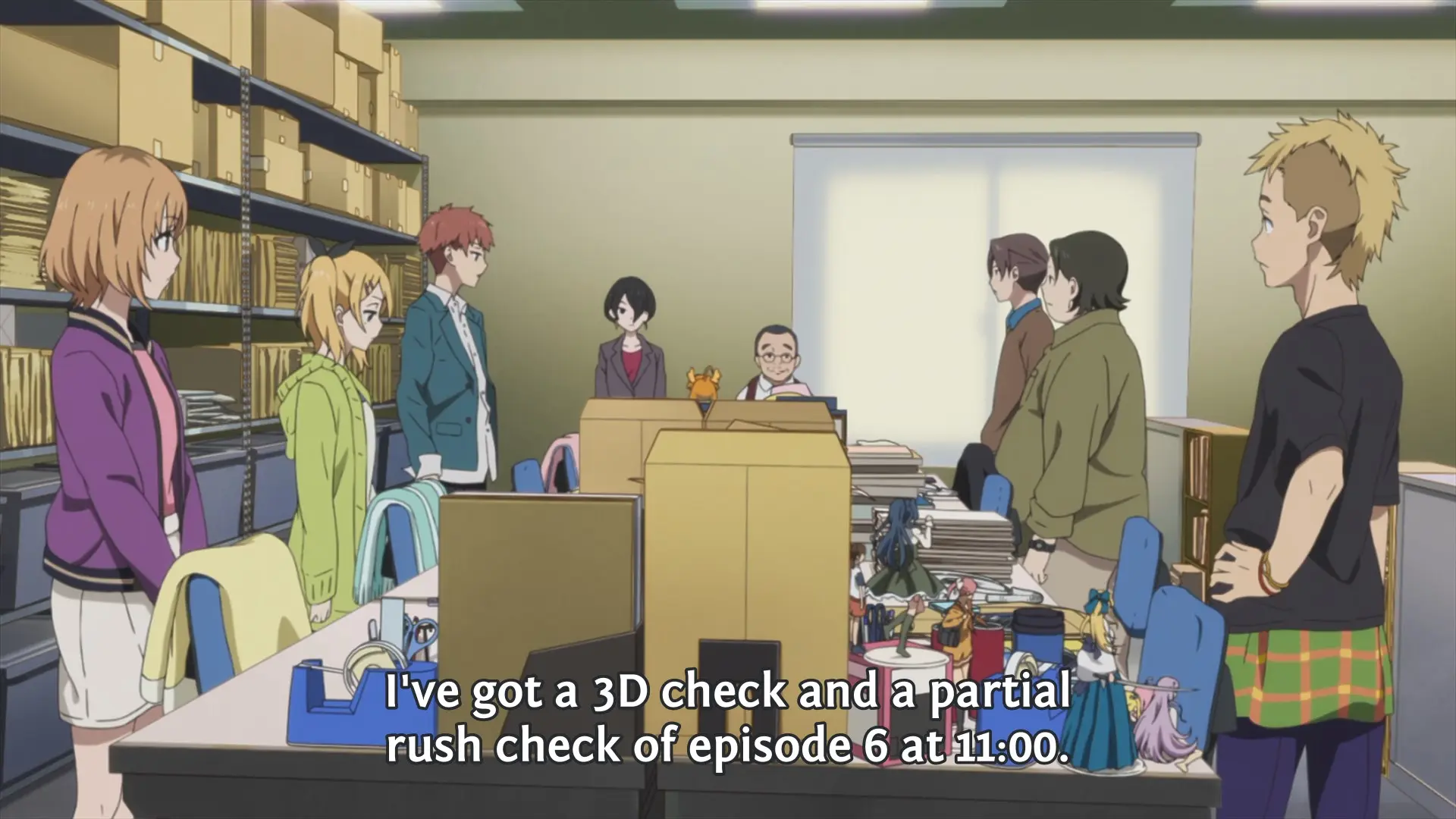 Ochiai: "I've got a 3D check and a partial rush check of episode 6 at 11:00."