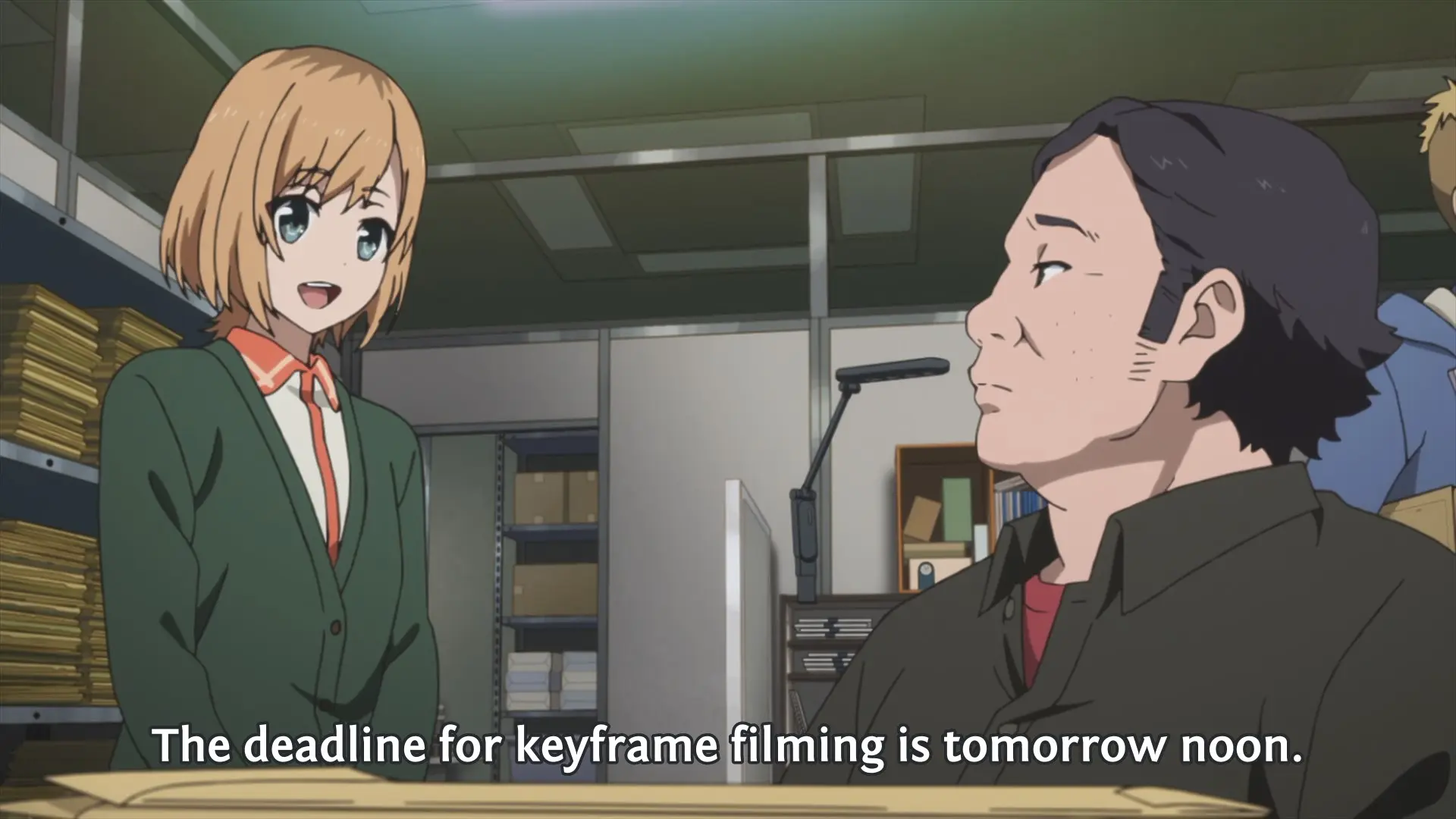 Aoi: "The deadline for keyframe filming is tomorrow noon."