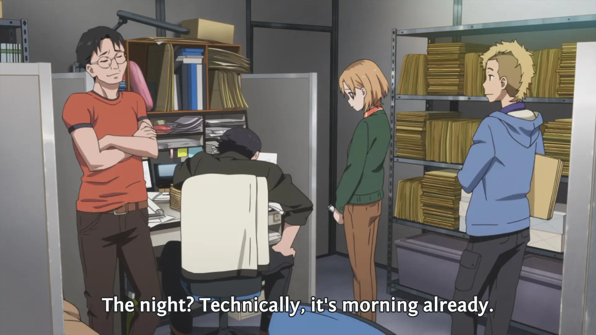 Madoka: "The night? Technically, it's morning already."