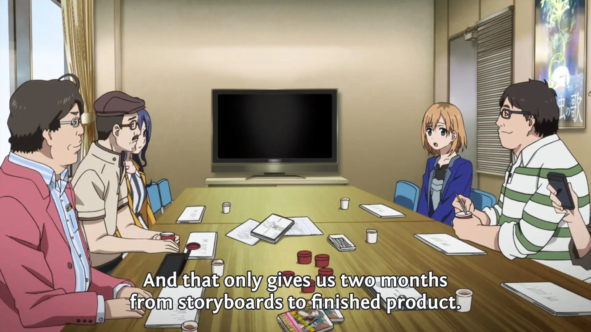 Aoi: "[...] And that only gives us two months from storyboards to finished product."