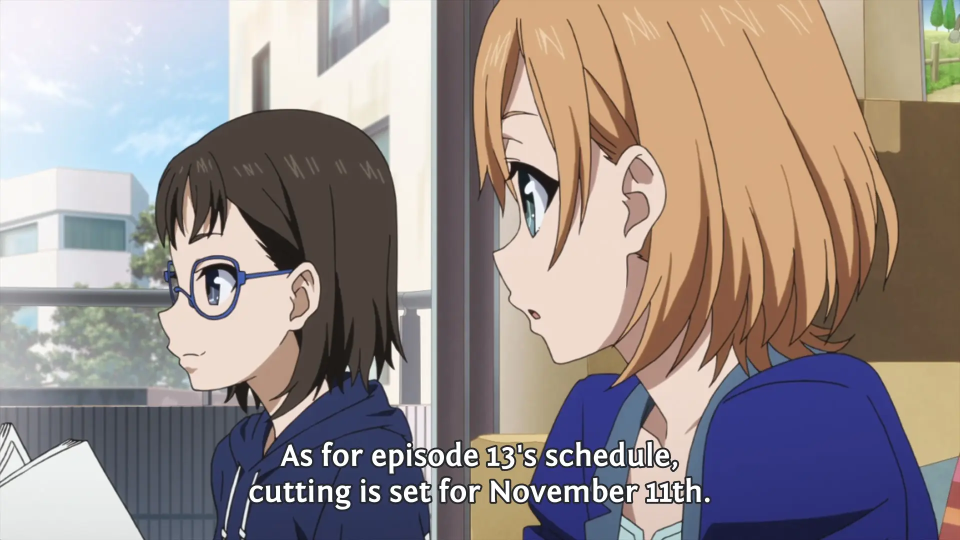 Aoi: As for episode 13's schedule, cutting is set for November 11th.