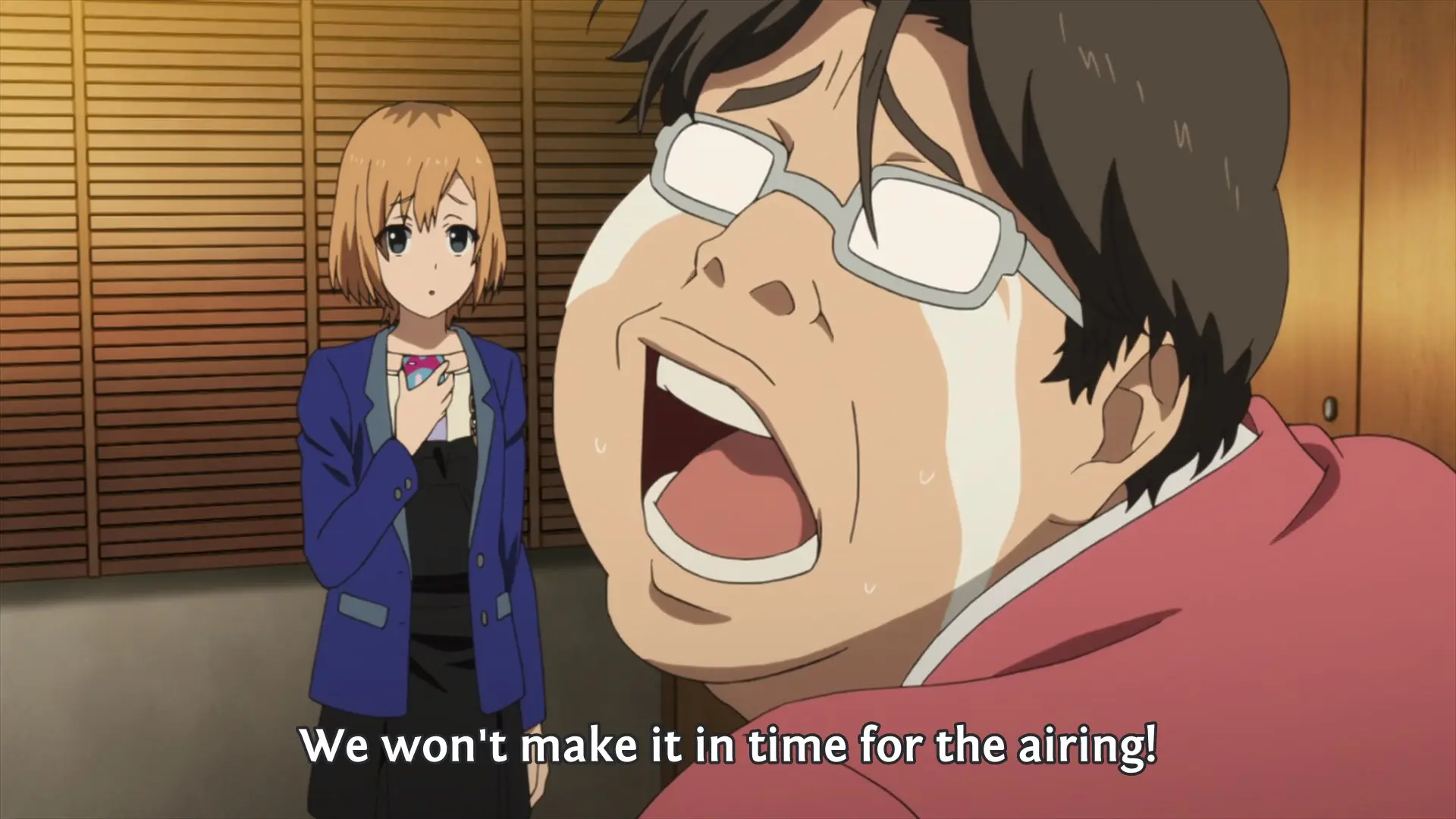 Katsuragi: "We won't make it in the for the airing!"