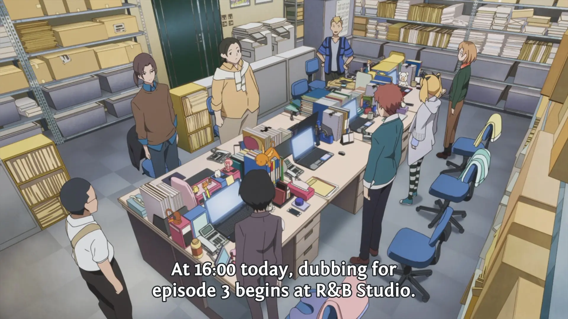 Tarou: "At 16:00 today, dubbing for episode 3 begins at R&B Studio."